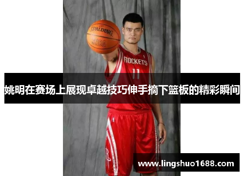 姚明在赛场上展现卓越技巧伸手摘下篮板的精彩瞬间